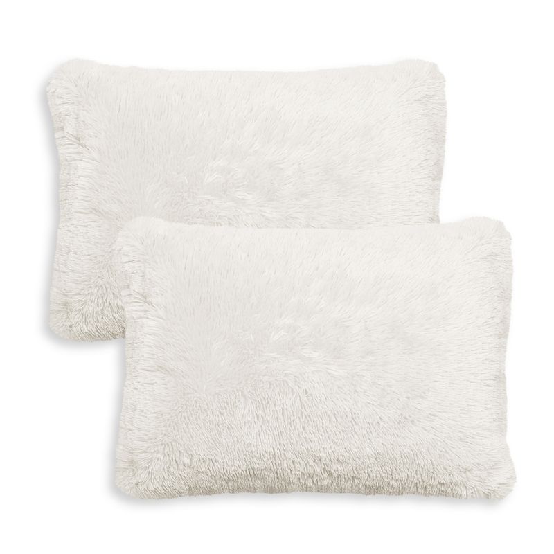 Sweet Jojo Designs Throw Pillow Covers Boho Faux Fur Ivory 2pc, 1 of 5