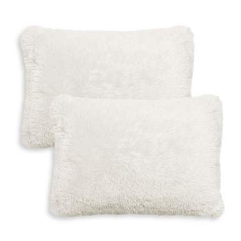 Sweet Jojo Designs Throw Pillow Covers Boho Faux Fur Ivory 2pc