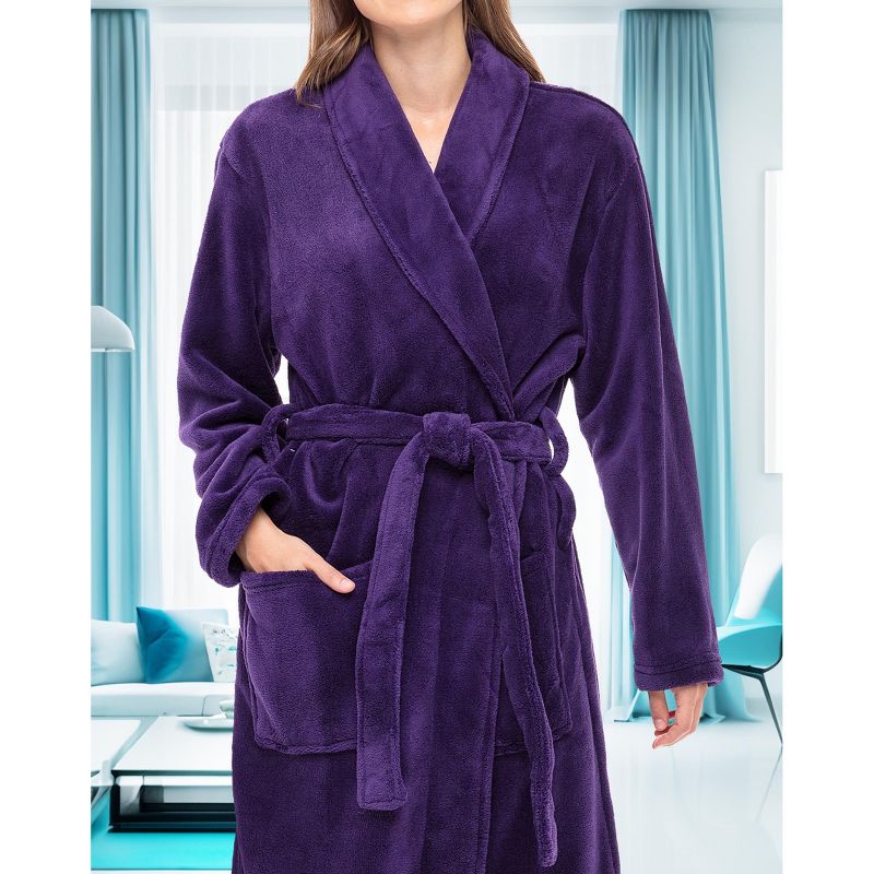 Women's Cozy Fleece Winter Wrap Around Robe, Long Plush Bathrobe, 5 of 7