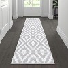 Kitchen Runner Rug, Black Washable Distressed Trellis Non-Slip Low Pile Farmhouse Carpet for Entryway Hallway Front Door - 3 of 4