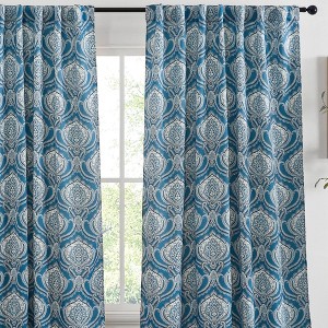 HLC.ME Messina Paisley Damask Back Tab Rod Pocket - Light Reducing Window Curtain Panels, Set of 2 - 1 of 4