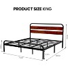 King Size Bed Frame with Headboard, Heavy Duty Platform Bed with Under-Bed Storage, Noise Free Mattress Foundation, Easy Assembly, Brown - 3 of 4