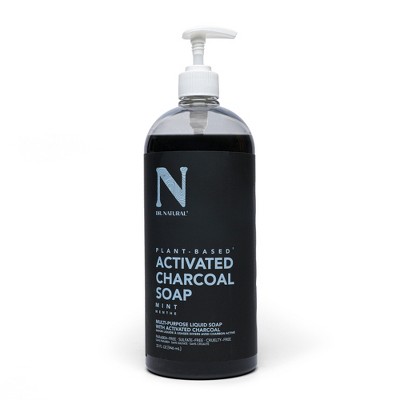 Dr. Natural Activated Charcoal Liquid Soap - Combat Acne and Blemishes - Deep Cleansing Body Wash - Gentle Body Soap for Clear Skin - Mint - 32 oz