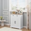 Coucheta Kitchen Storage Cabinet, Buffet Cabinet with Storage, Coffee Bar with 2 Drawers and 2 Doors, Floor Sideboard Buffet for Living Room(white) - 3 of 4