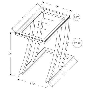 Silver Metal and Glass Z-Shaped Side Table