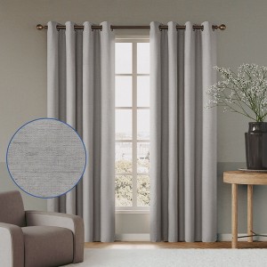 Awesome Home  Linen Blend Total Blackout Grommet Curtains Pair - 1 of 4