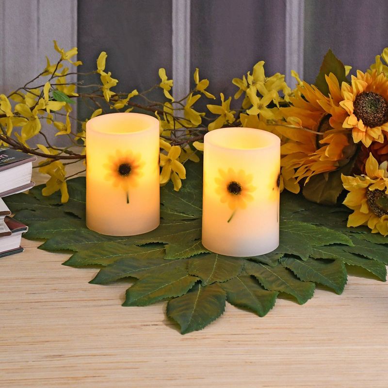 2ct Dried Flowers LED Flickering Candle, 3 of 5