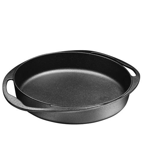 Bruntmor Double Handled Non-stick Enameled Black Cast Iron Round