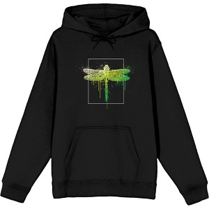 Natural World Paint Splatter Dragonfly Long Sleeve Adult Hooded Sweatshirt - 1 of 2