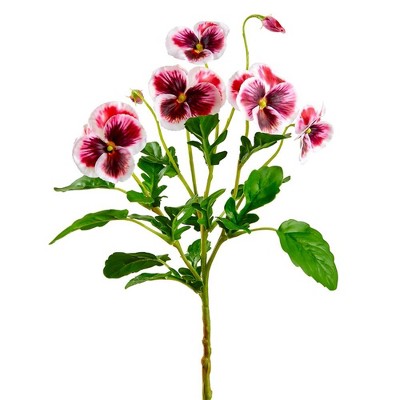 Allstate Floral Pansy Artificial Floral Spray - 26" - White and Burgundy Red