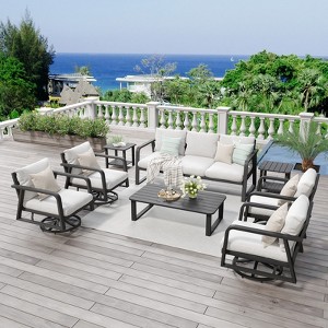 SUGOLD 8-Piece Aluminum Patio Conversation Set with Coffee Table and Gray Cushions - 1 of 1
