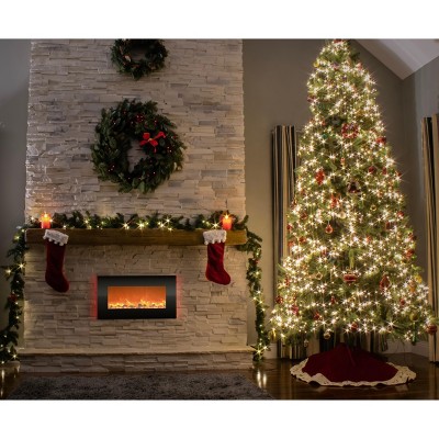 Black 34-Inch Wall Mounted Electric Fireplace with Remote and Backlight