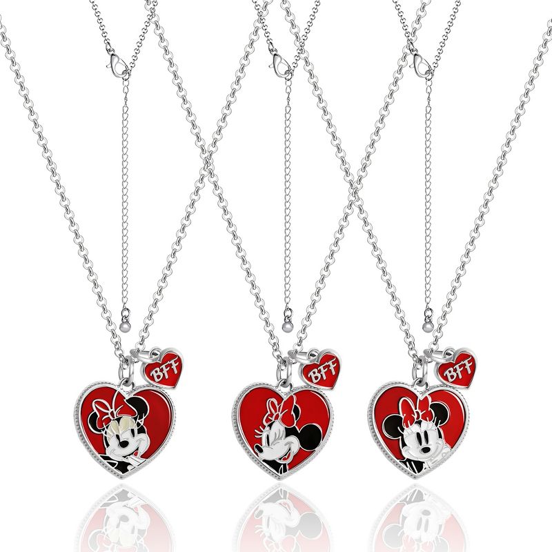 Disney Girls Minnie Mouse Best Friends Necklaces with BFF Charm and Minnie Mouse Pendant, Set of 3, 3 of 6