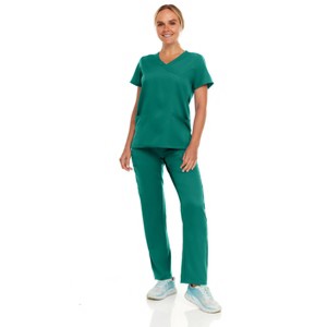 Hey Collection Women Scrubs Set 4-Way Stretch Mock Neck Top with Straight Leg Scrub Pants with Four Pockets - 1 of 4