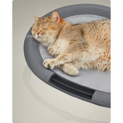 Gray Elevated Steel and Mesh Cat Hammock Bed