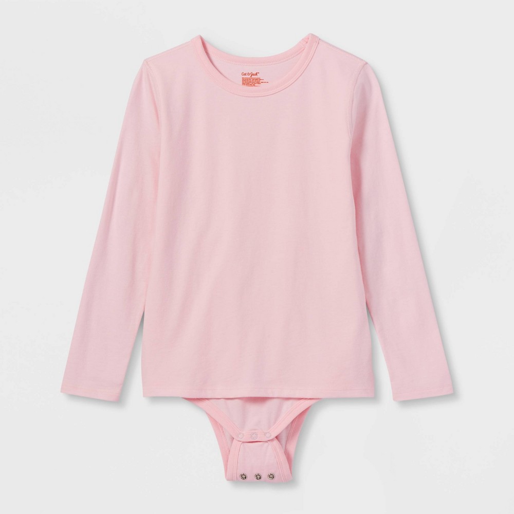 Kids' Adaptive Long Sleeve Bodysuit with Abdominal Access - Cat & Jack™ Light Pink M