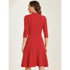 INSPIRE CHIC Women's Vintage 3/4 Sleeves Stand Collar Office Work Elegant A-Line Dress - 3 of 4