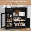 Kitchen Microwave Cabinet with Storage & Drawers, Small Buffet Cabinet with Glass Doors & Adjustable Shelf, Wooden Sideboard - 4 of 4