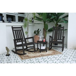 VYNXARIA All Weather Rocking Chair Set with Side Table, 3-Piece Rocking Chair Set with Wood-Texture , Grey(includes 2 Rocking Chairs and 1 Table) - 1 of 4