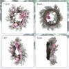 Pink Wreath 20 Inch Door Decorations Set of 2 with Balls Pine Cones Golden Twigs Pine Needles and Silver Berries for Front Door - 4 of 4