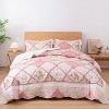 Hachikiko 3 Piece Pink Floral Quilt Set,Cottagecore Quilted Bedspread Set with Pillow Shams - 2 of 4