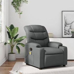 vidaXL Massage Recliner Chair Gray Faux Leather - 1 of 4