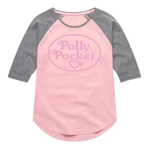 Girls' - Polly Pocket - Polly Pocket Pink Logo Shirt Tail Raglan Graphic T-shirt - 1 of 3