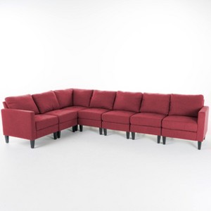 7pc Zahra Sectional Couch Deep Red - Christopher Knight Home