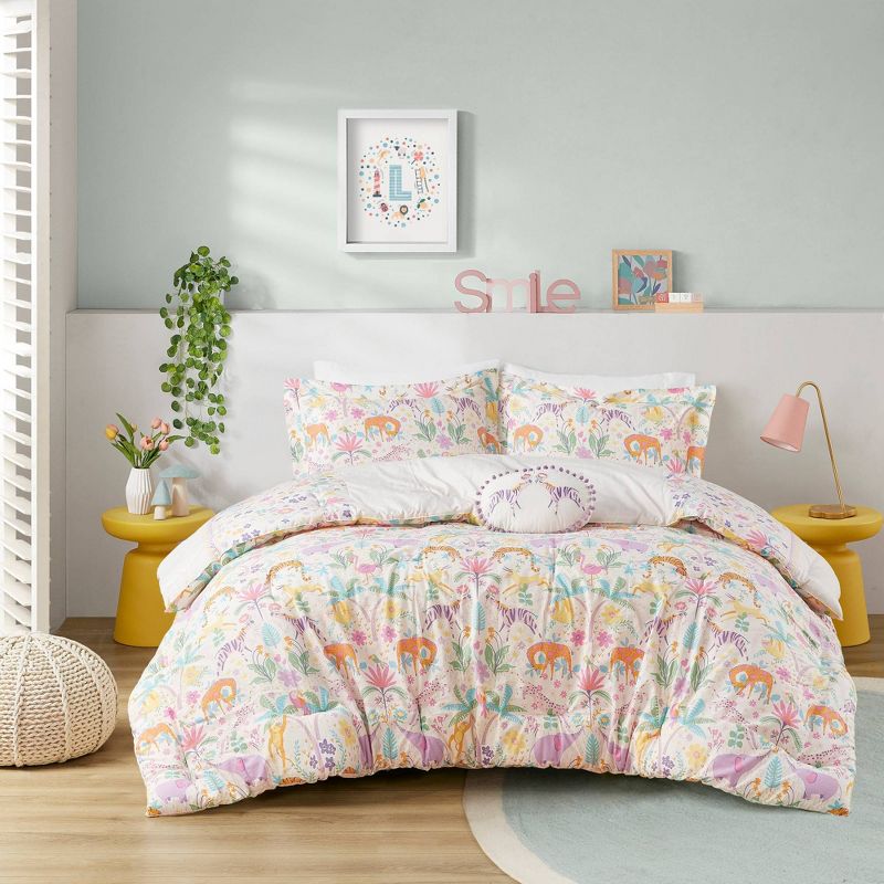 Maisie Floral Reversible Cotton Kids' Comforter Set with Throw Pillow Purple - Urban Habitat, 5 of 16