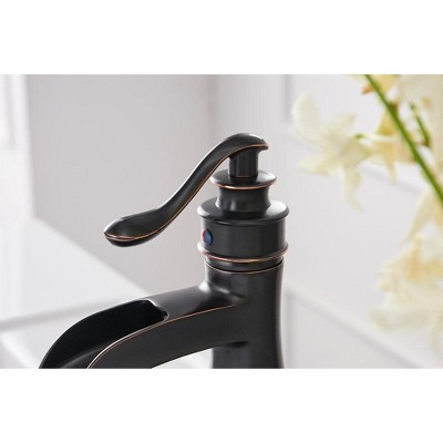 Oil Rubbed Bronze Single Handle Waterfall Bathroom Faucet with Pop-up Drain