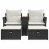 VidaXL Patio Sofa 2-Seater with Stools Black Poly Rattan - 4 of 4