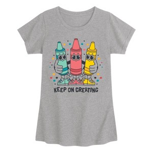 Girls' - Instant Message - Keep On Creating -Youth Girls Short Sleeve T-Shirt Fitted Short Sleeve Graphic T-Shirt - 1 of 4