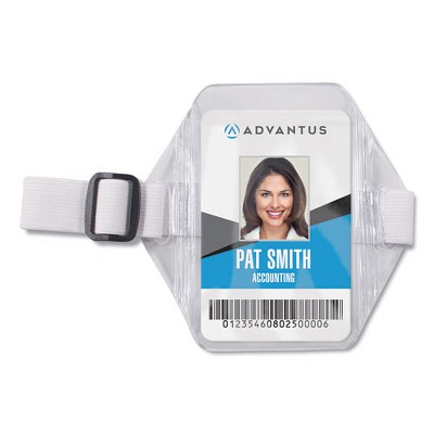 Advantus Arm Band Badge Holders, Vertical, Transparent Frost 5" x 5" Holder, 2.75" x 4" Insert, 12/Pack