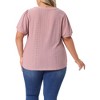 Agnes Orinda Women's Plus Size Summer Eyelet V Neck Short Sleeve Blouse - 4 of 4