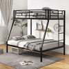 Costway Twin Over Full Metal Bunk Bed with Integrated Ladder Full-length Guardrail Black/White - 4 of 4