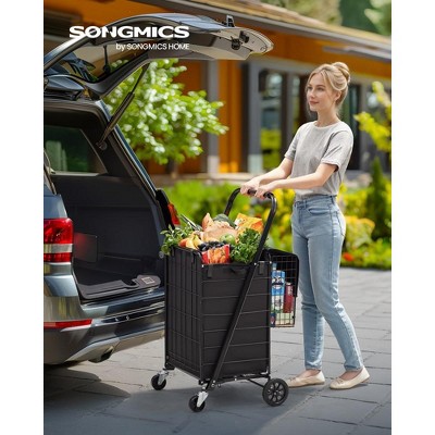 Foldable Black Alloy Steel Utility Cart with Swivel Wheels
