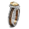 Slickblue Polished Two-Tone Stainless Steel Ring with Champagne CZ, IP Light Brown Finish, Size 5-13 - 2 of 4
