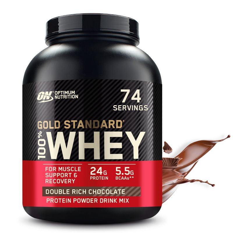 Optimum Nutrition, Gold Standard 100% Whey Protein Powder, Double Rich Chocolate, 5lb, 1 of 11
