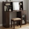 Makeup Vanity Desk with Stool, Vanity Table Dressing Table with 3-Mode Lighted Mirror, Storage Shelves, Drawers & Canbinet, Walnut-ModernLuxe - 2 of 4