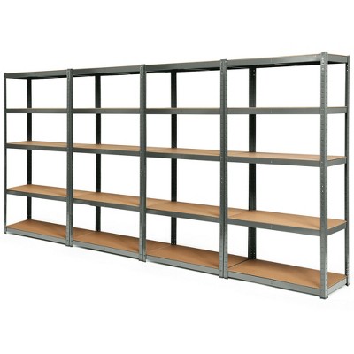 Tangkula 1/2/3/4PCS 72" Metal 5-Tier Garage Storage Rack Shelf Adjustable Freestanding Gray