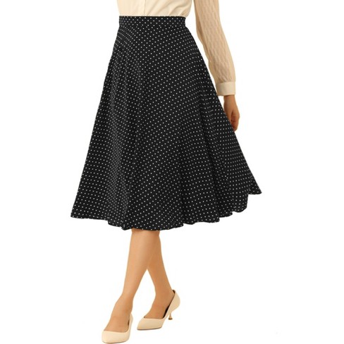 Allegra K Women s Elastic Waist Zipper Polka Dots Casual Midi Skirts Target