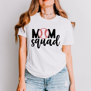 Simply Sage Market Mom Squad Baseball Short Sleeve Tee - XS - White - 1 of 4