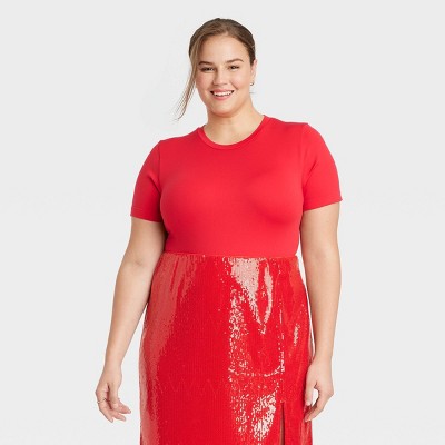 Red t store shirt dress target