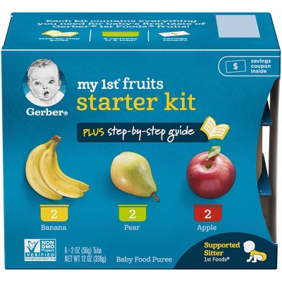 Gerber My 1st Fruits Starter Kit Banana Pear Apple Baby Food Tubs - 6ct/12oz