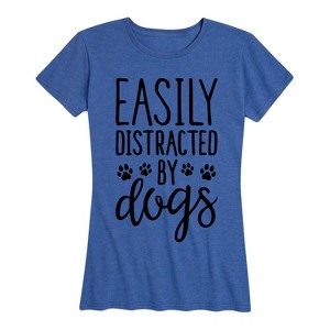 Women's - Instant Message - Easily Distracted by Dogs Short Sleeve Graphic T-Shirt - 1 of 4