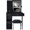 Vanity Table Set with Outlets, LED Mirror with 3-Color Adjustable Lights, 5 Drawers, and Padded Stool for Bedroom. - 2 of 4