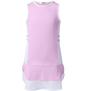 Girls Tennis Dress Golf Outfit Sets Sleeveless Tank Top Skirt with Shorts Pockets - 1 of 4