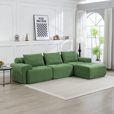 Convertible L-Shaped Sectional Sofa Bed,Corduroy Modular Couch with Memory Foam,No Assembly Required for Living Room or Apartment-Baofuwish