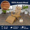 Saranac 2-Piece Traditional Rustic Acacia Wood Adirondack Chair with Detachable Ottoman- JONATHAN Y - 3 of 4