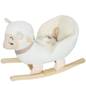 Qaba Baby Rocking Horse, Sheep Rocking Horse for Toddlers, Plush Stuffed Ride-on Animal Rocker with Lullaby Song - 1 of 4